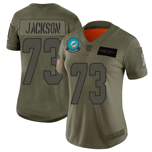 Nike Miami Dolphins #73 Austin Jackson Camo Women Stitched NFL Limited 2019 Salute To Service Jersey